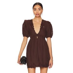Tularosa Chocolate Puff Sleeve Mini Dress